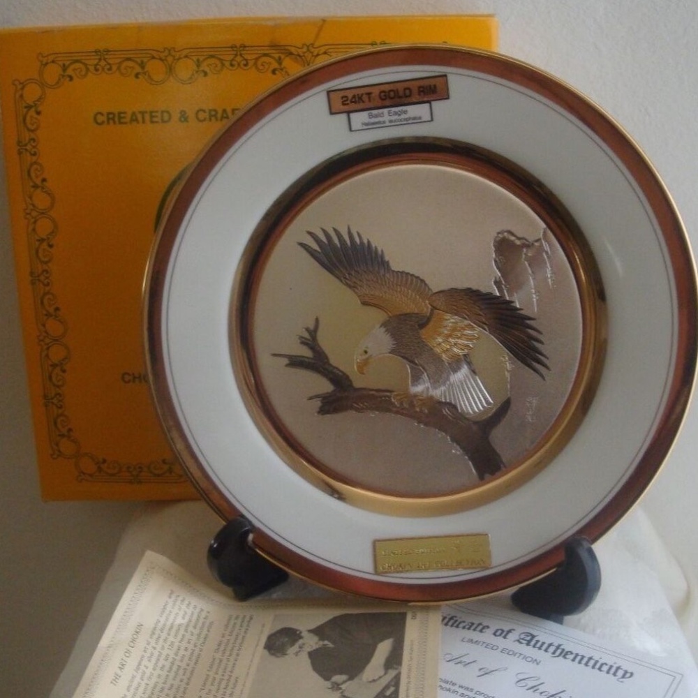 Chokin Plate 1985 BALD EAGLE Porcelain  Dynasty LTD Ed Vintage  NIB